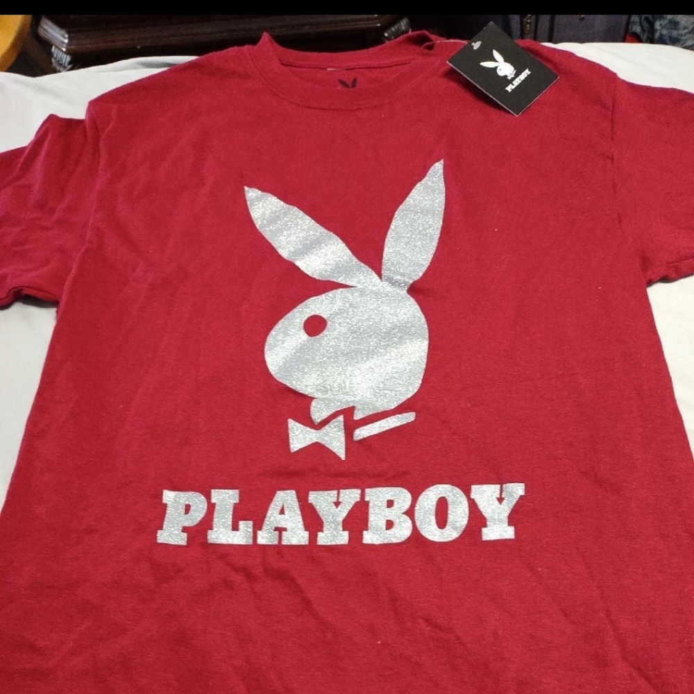 Playboy Maroon Tee Shirt Size Small